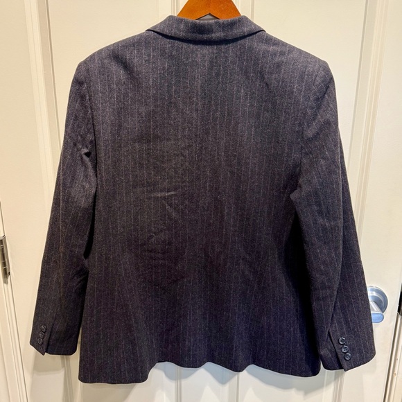 Pendleton 100% Virgin Wool Blazer Women's Size 18 Charcoal Pink Pinstripe Lined - Picture 5 of 5